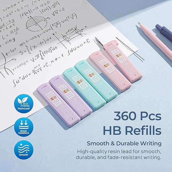 Nicpro Cute Mechanical Pencils Set, 6PCS Pastel 0.5 & 0.7mm Pencils with 6 Tubes HB Leads, Erasers & Refills, Aesthetic School Supplies for Girls, Preppy Stationery Gift for Writing Drawing Sketching - Image 4