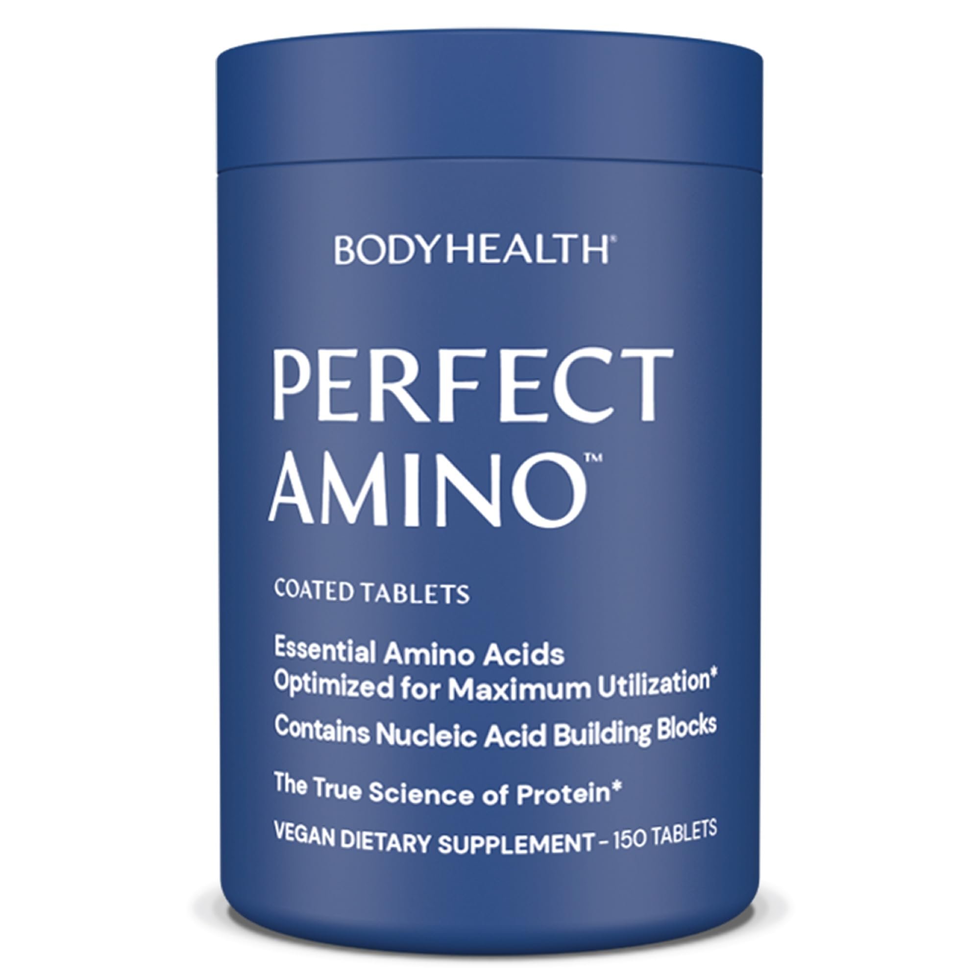 BodyHealth PerfectAmino (150 ct) Easy to Swallow Tablets, Essential Amino Acids Supplement with BCAAs, Vegan Protein for Pre/Post Workout & Muscle Recovery with Lysine, Tryptophan, Leucine, Methionine - Product Image