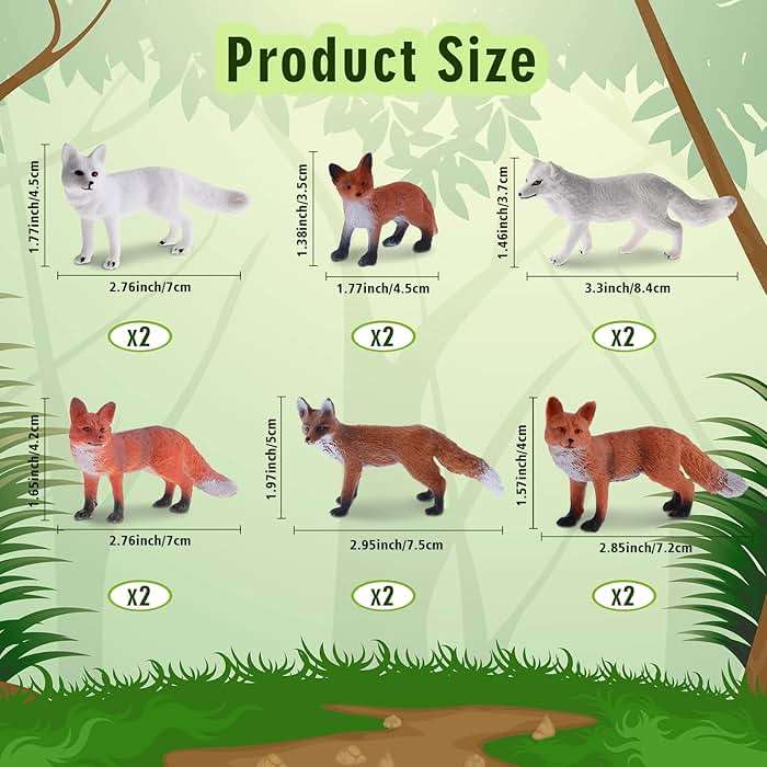 Aoriher 12 Pcs Fox Toy Figures Set Realistic Red Arctic Fox Animal Figures Cake Topper Small Jungle Zoo Play Set for Party Favors Educational Toy Christmas Birthday Supplies - Image 2
