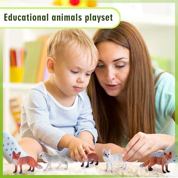 Aoriher 12 Pcs Fox Toy Figures Set Realistic Red Arctic Fox Animal Figures Cake Topper Small Jungle Zoo Play Set for Party Favors Educational Toy Christmas Birthday Supplies - Image 5