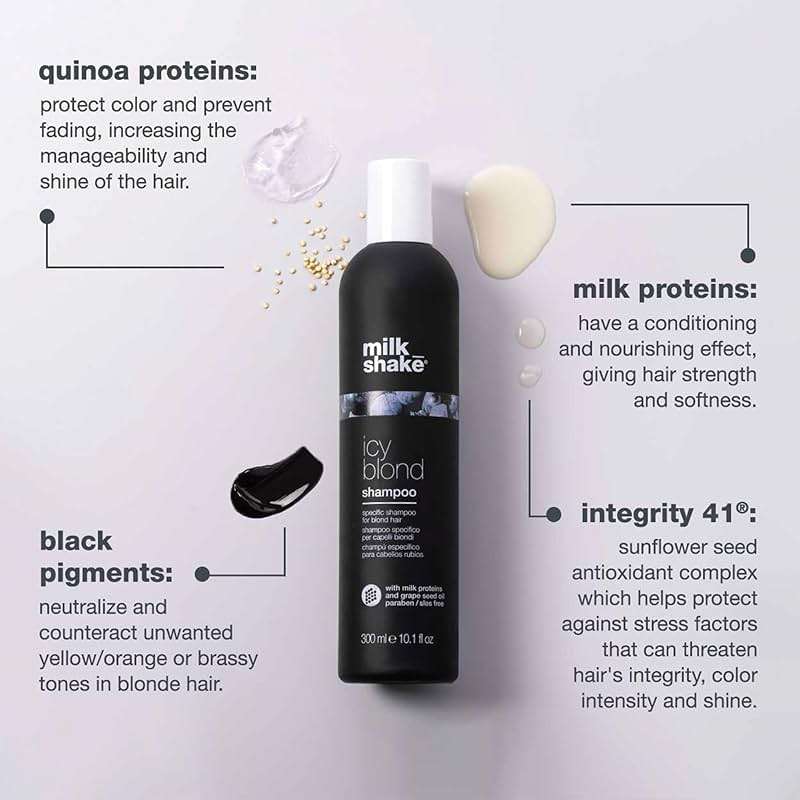 milk_shake icy blond shampoo award winning shampoo with black pigment to cool brassy tones and enhance platinum blonde hair ideal for maintaining icy, ash-toned color - Image 3