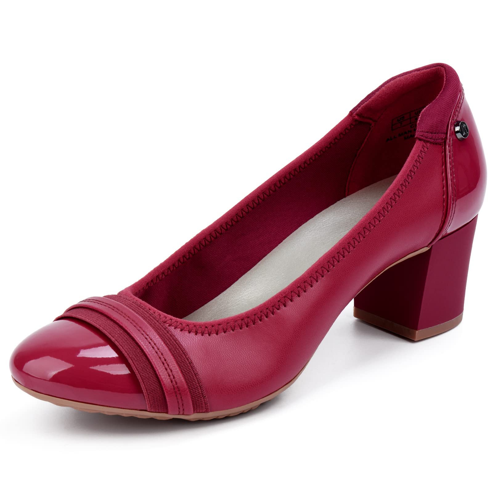JENN ARDOR Chunky Block Pumps for Women Slip On Low Heel Closed Round Toe Dress Shoes Classic Mid Square Shoes Wedding Party Office Lady Shoes 2 inch - Product Image