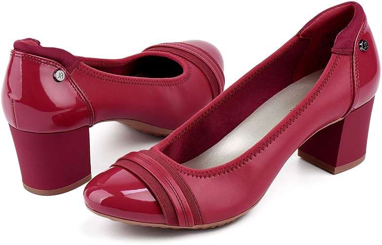 JENN ARDOR Chunky Block Pumps for Women Slip On Low Heel Closed Round Toe Dress Shoes Classic Mid Square Shoes Wedding Party Office Lady Shoes 2 inch - Image 4