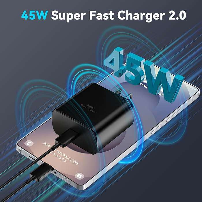 45W Super Fast Charger USB C Android Phone Type C Charger Fast Charging Block with 6.6FT Cord for Samsung Galaxy S26/S26 Ultra/S26+/S25 Ultra/S25/S24 Ultra/S24/S23 Ultra/S22/S21/S20/Note 10, Black - Image 2