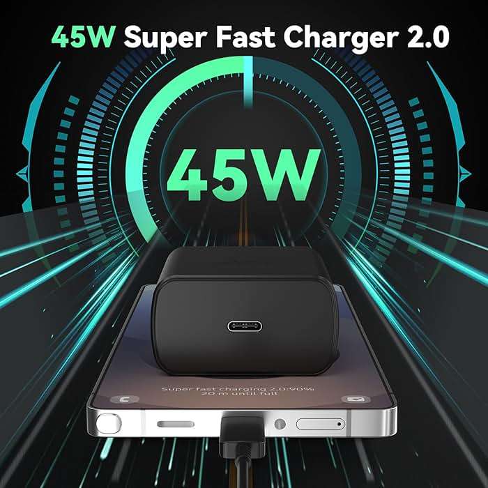 45W Super Fast Charger USB C Android Phone Type C Charger Fast Charging Block with 6.6FT Cord for Samsung Galaxy S26/S26 Ultra/S26+/S25 Ultra/S25/S24 Ultra/S24/S23 Ultra/S22/S21/S20/Note 10, Black - Image 6