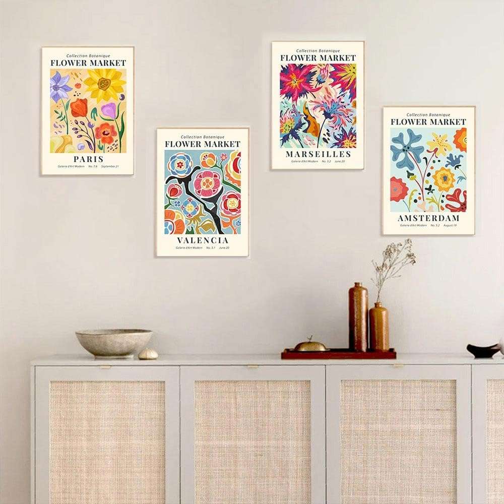 Canssape Set of 4 Flower Market Wall Art Prints - Colorful 8x10 Wall Pictures for Room Decor - Daisy Aesthetic Poster Prints (Unframed) - Image 5