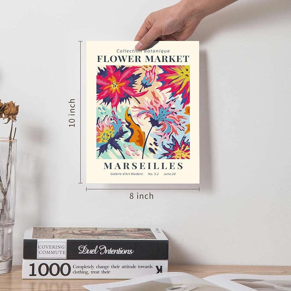 Canssape Set of 4 Flower Market Wall Art Prints - Colorful 8x10 Wall Pictures for Room Decor - Daisy Aesthetic Poster Prints (Unframed) - Image 6