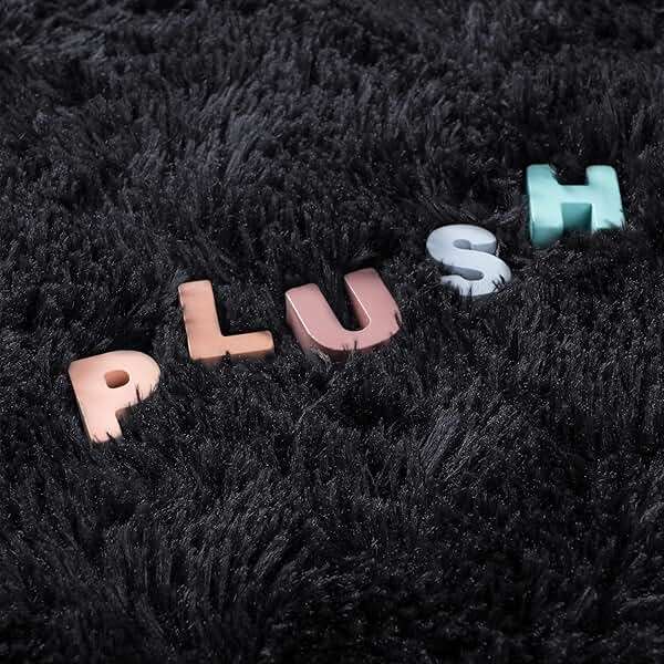 Noahas Fluffy Black Area Rugs for Bedroom Living Room,4x5.3 Feet Thick Shag Throw Floor Carpet,Soft Shaggy Non-Slip Plush Dorm Nursery Kids Rug Home Decor Aesthetic - Image 7