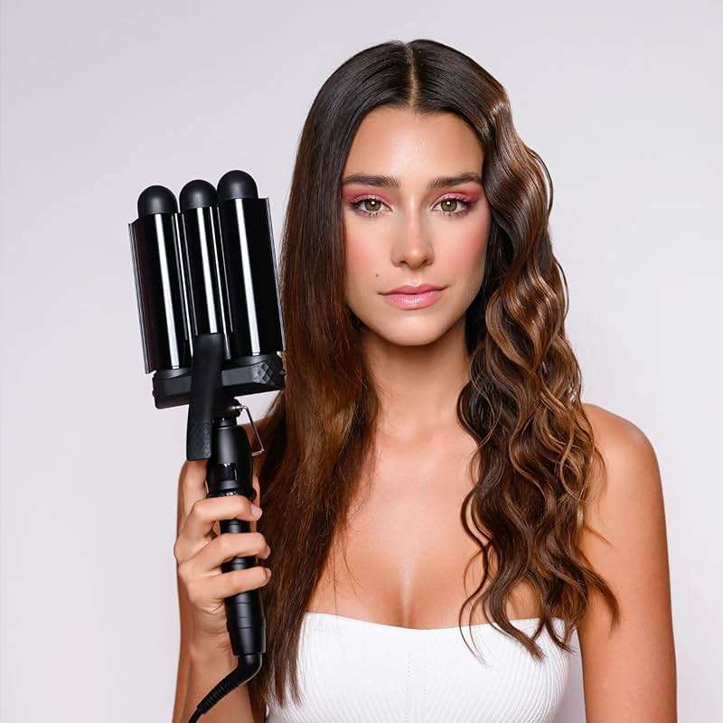 Mermade PRO Hair Waver 1.25" - 3 Barrel Curling Iron 1 1/4 Inch, Ceramic Barrel Waver for Thick, Thin, Long, or Short Hair - Black - Image 3