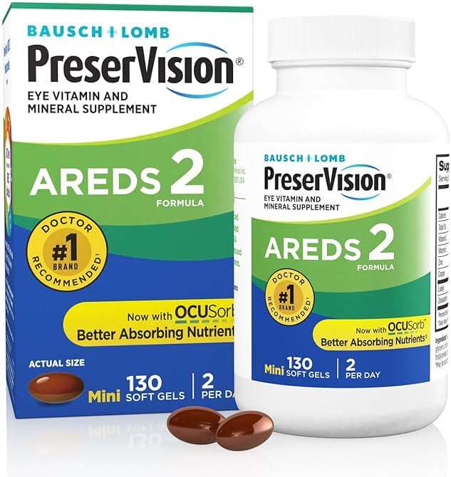 PreserVision AREDS 2 Eye Vitamins, #1 Eye Doctor Recommended Brand, Lutein and Zeaxanthin Supplement with Vitamin C, Vitamin E,Zinc, and Copper, 130 Softgels (Minigels) - Image 1