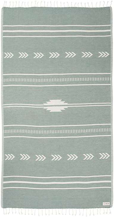 Sand Cloud Turkish Beach Towel - Sand Resistant - 100% Organic Turkish Cotton Yarn - Quick Dry Towel for Beach, Picnic Blanket or Throw - As Seen on Shark Tank - Santa Fe (Green) - Image 1