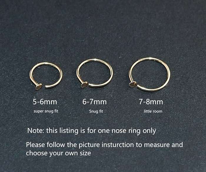LUCKYJEWUS Small Thin Gold Nose Ring Hoop for Women, 14k Gold Filled or 925 Sterling Silver - 20G/22G/24G Adjustable Nose Piercing Jewelry (5mm–6mm, 6–7mm, 7–8mm) - Image 4