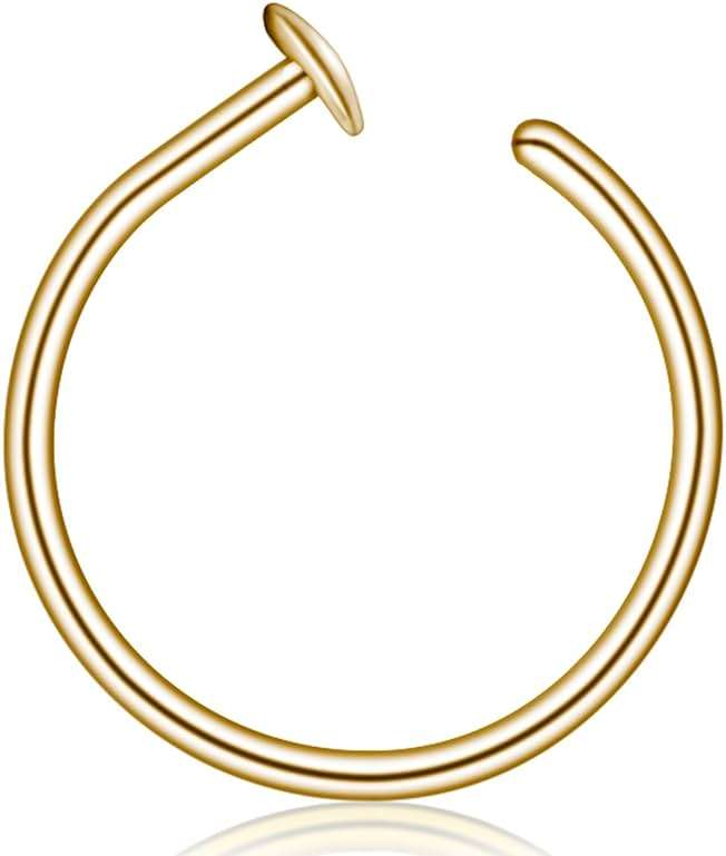LUCKYJEWUS Small Thin Gold Nose Ring Hoop for Women, 14k Gold Filled or 925 Sterling Silver - 20G/22G/24G Adjustable Nose Piercing Jewelry (5mm–6mm, 6–7mm, 7–8mm) - Image 9