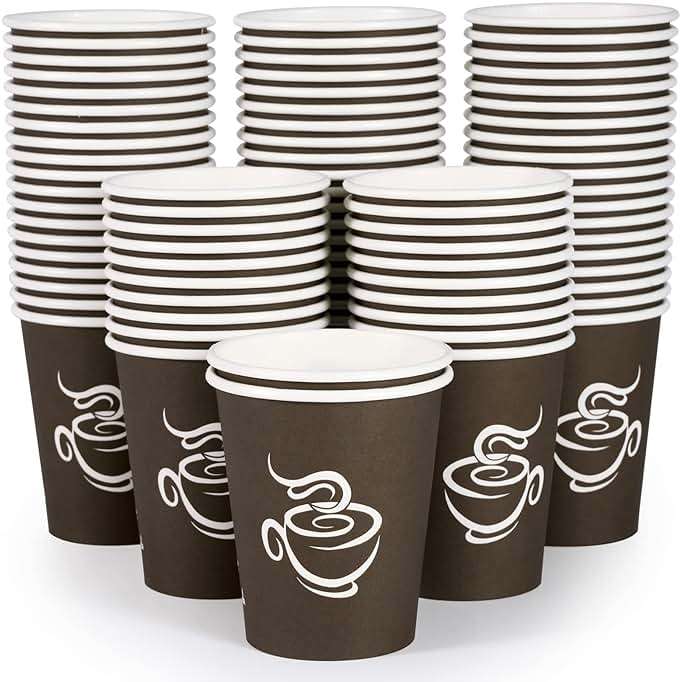 LITOPAK 400 Pack 8 oz Paper Cups, Brown Disposable Hot Coffee Cups for Party, Picnic, Travel, and Events - Image 1