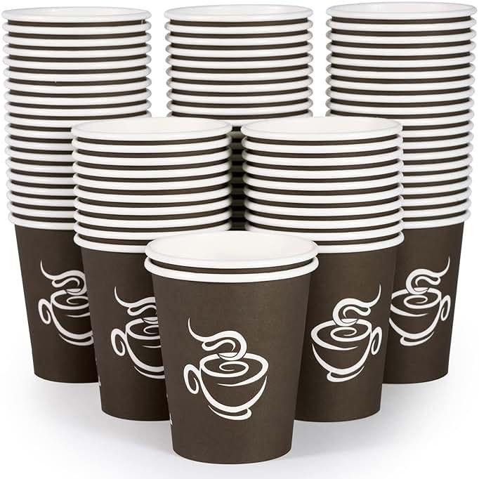 LITOPAK 400 Pack 8 oz Paper Cups, Brown Disposable Hot Coffee Cups for Party, Picnic, Travel, and Events - Product Image