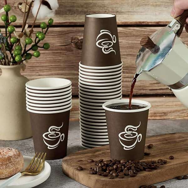 LITOPAK 400 Pack 8 oz Paper Cups, Brown Disposable Hot Coffee Cups for Party, Picnic, Travel, and Events - Image 2