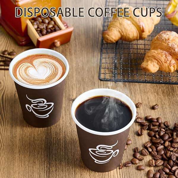 LITOPAK 400 Pack 8 oz Paper Cups, Brown Disposable Hot Coffee Cups for Party, Picnic, Travel, and Events - Image 4