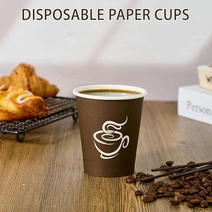 LITOPAK 400 Pack 8 oz Paper Cups, Brown Disposable Hot Coffee Cups for Party, Picnic, Travel, and Events - Image 7
