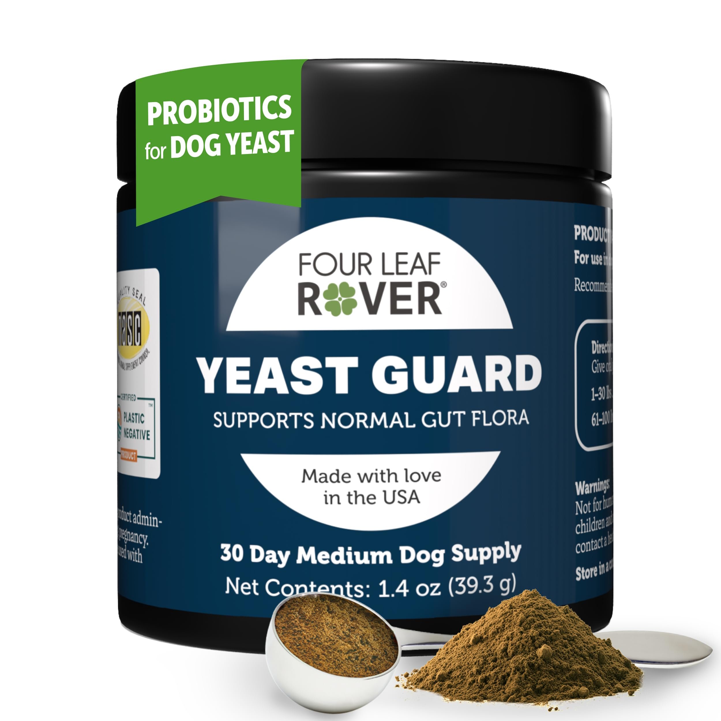 FOUR LEAF ROVER Yeast Support for Dogs - Veterinarian Formulated with Organic Herbs - Supports Healthy Skin, Ears & Paws - 30 Day Medium Dog Supply - Product Image