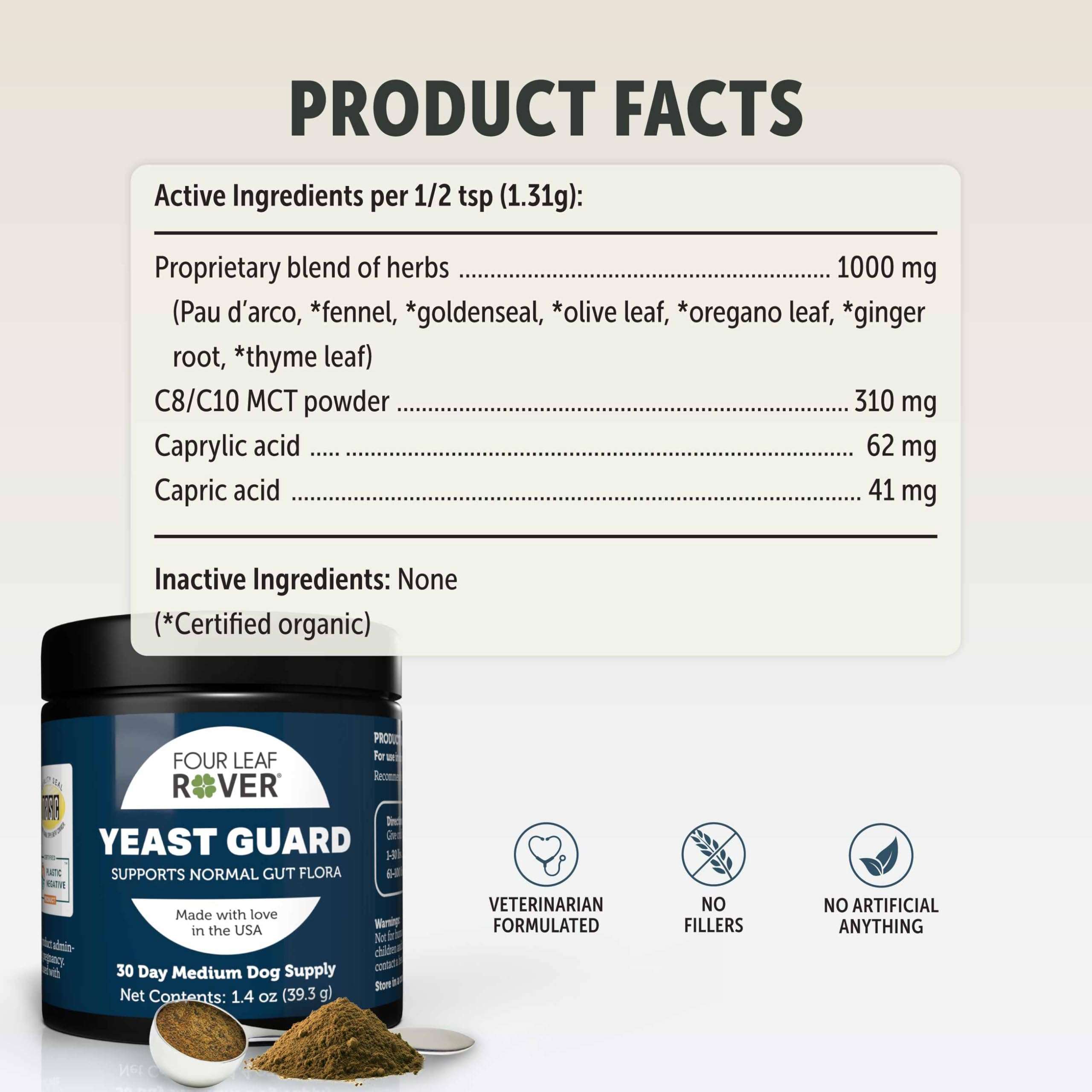 FOUR LEAF ROVER Yeast Support for Dogs - Veterinarian Formulated with Organic Herbs - Supports Healthy Skin, Ears & Paws - 30 Day Medium Dog Supply - Image 7