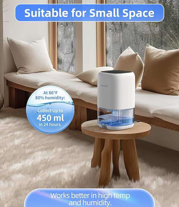 Dehumidifier, 35 OZ Small Dehumidifiers for Bedroom for Home, Quiet with Auto Shut Off, Dehumidifiers for Bedroom (280 sq. ft), Bathroom, RV, Closet, White - Image 4