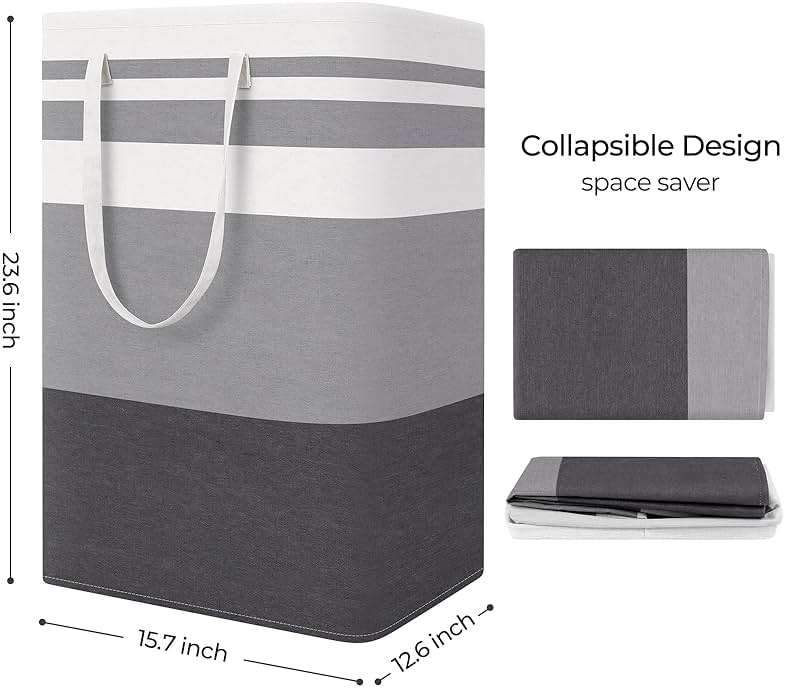 StorageRight Large Collapsible Laundry Basket Hamper with Easy Carry Handles,Freestanding Clothes Hampers for Laundry, Bedroom, Dorm, Towels, Toys, 75L, Gradient Grey - Image 3