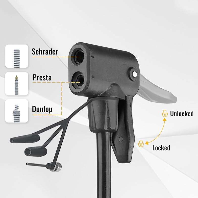 MOHEGIA Bike Floor Pump with Gauge: Air Bicycle Pump with High Pressure 160 PSI,Fits Schrader and Presta Valve -Inflator with Ball Pump Needles for MTB Road Bike, Ball, Balloon, Inflatables - Image 3