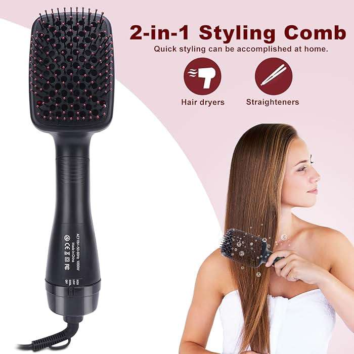 Sonew 2 In 1 Hair Dryer Brush & Straightener Blow Dryer Brush with Negative Ions Detangles & Smooths Hair Reduces Frizz & Static Styler - Image 2