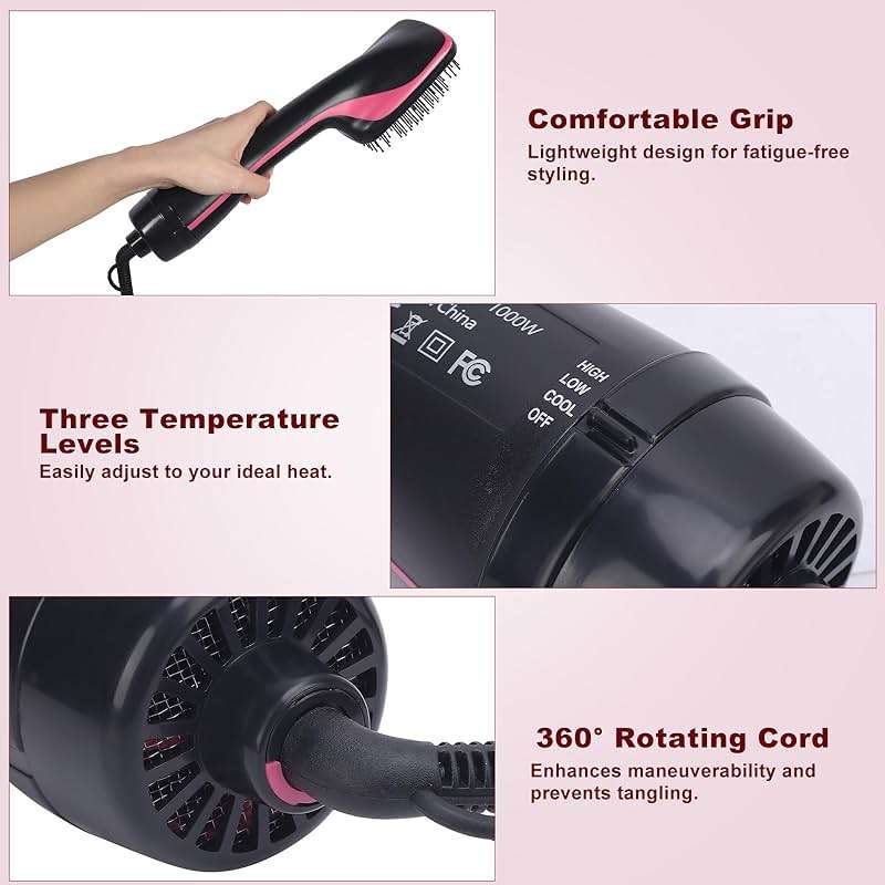 Sonew 2 In 1 Hair Dryer Brush & Straightener Blow Dryer Brush with Negative Ions Detangles & Smooths Hair Reduces Frizz & Static Styler - Image 7