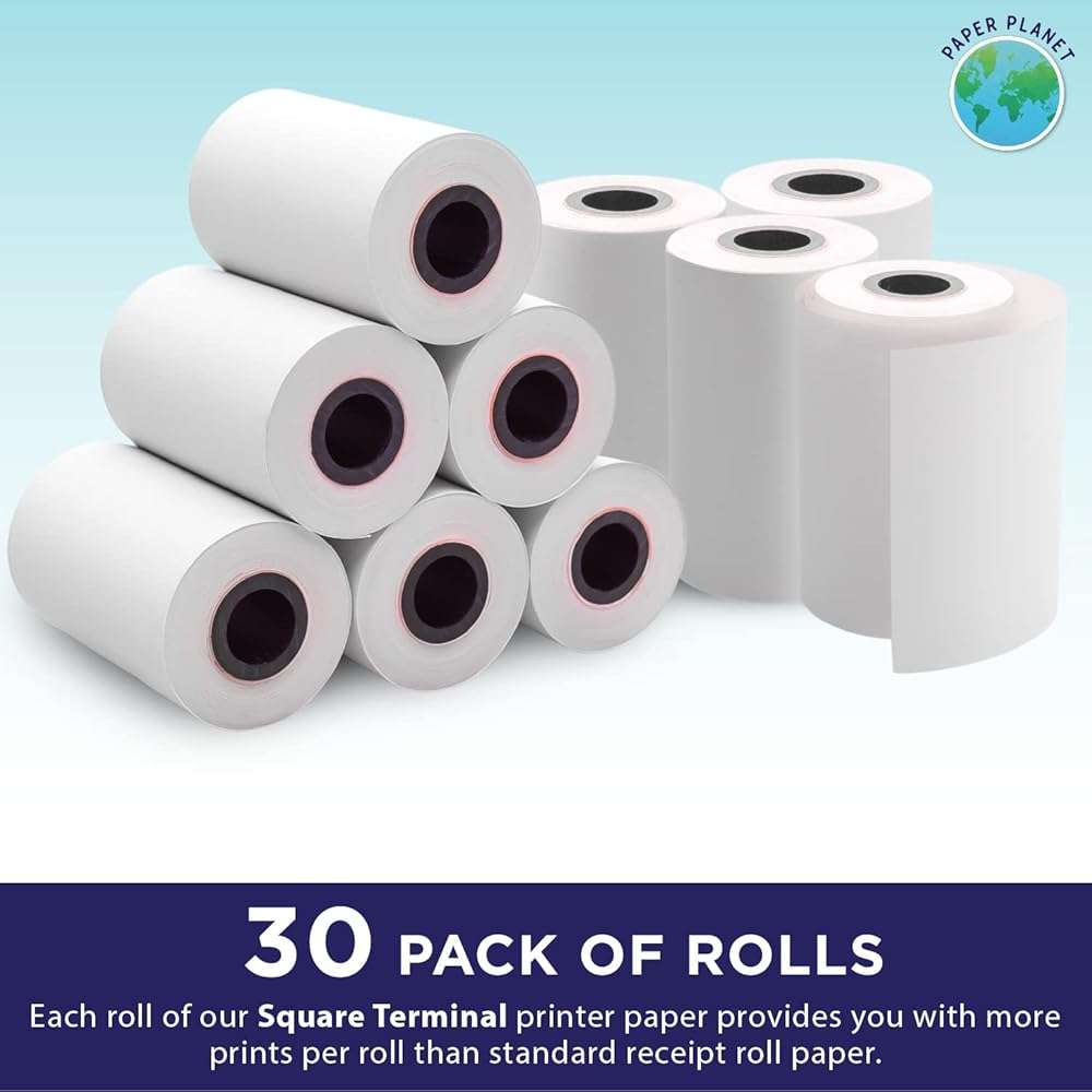 Thermal Receipt Printer Paper for Square Terminal by Paper Planet | 30 Rolls | SPD2-01 - Image 2