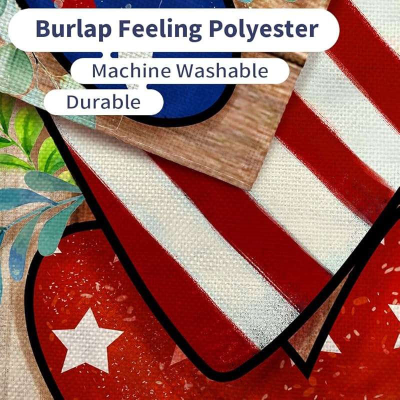 CROWNED BEAUTY 4th of July Patriotic Welcome Garden Flag 12x18 Inch Double Sided USA Flag Hearts Blue Red Memorial Day Independence Day Outside Yard Party Decoration - Image 7