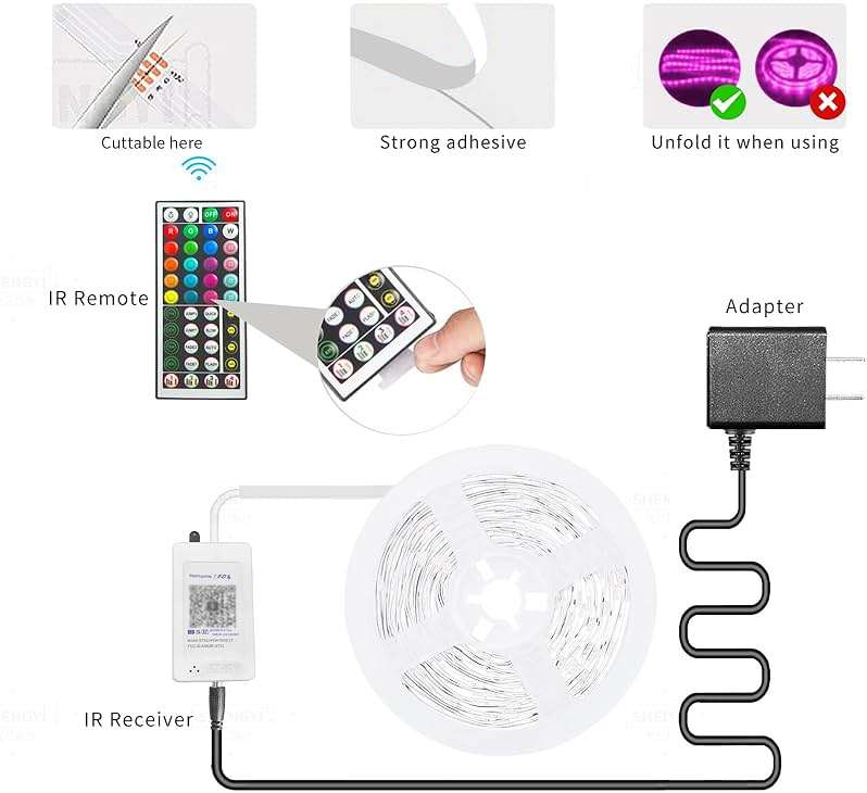 KSIPZE 100ft Led Strip Lights RGB Music Sync Color Changing Led Lights with Smart App Control Remote Led Lights for Bedroom Room Lighting Flexible Home Décor - Image 6