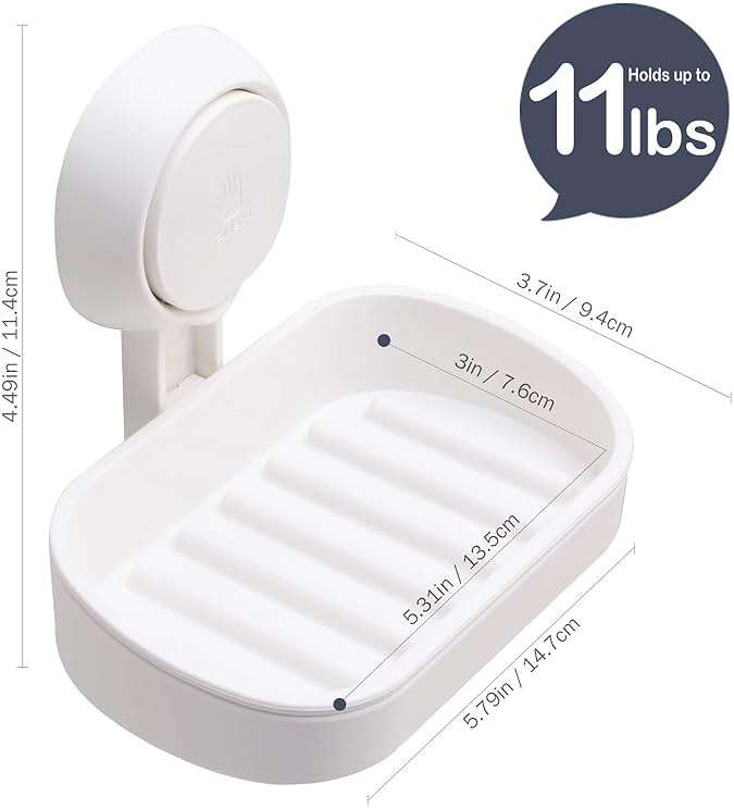 TAILI Bathroom Accessories Set 3 - Soap Holder for Shower & Toothbrush Holder Wall Mounted - Drill-Free with Vacuum Suction Cup for Kitchen & Bathroom, Keep Dry & Easy to Clean - Image 2