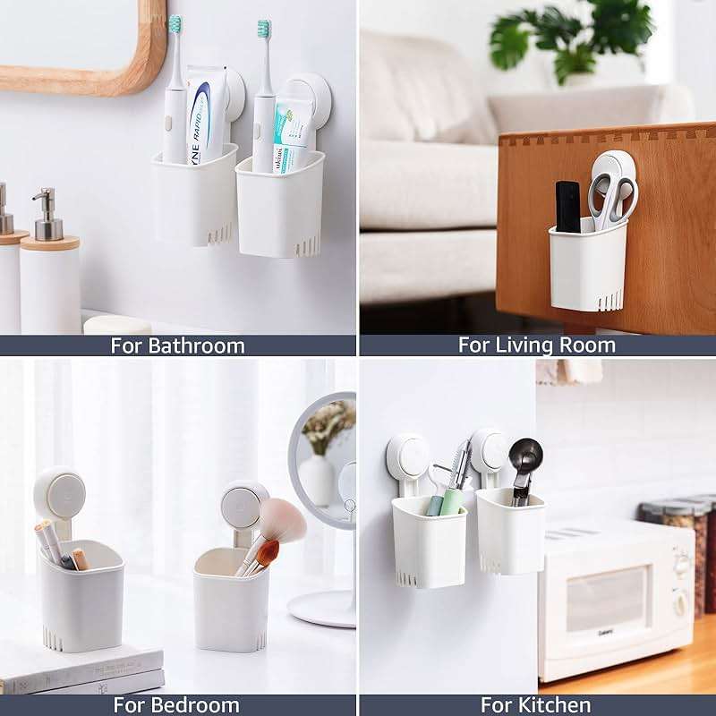 TAILI Bathroom Accessories Set 3 - Soap Holder for Shower & Toothbrush Holder Wall Mounted - Drill-Free with Vacuum Suction Cup for Kitchen & Bathroom, Keep Dry & Easy to Clean - Image 8
