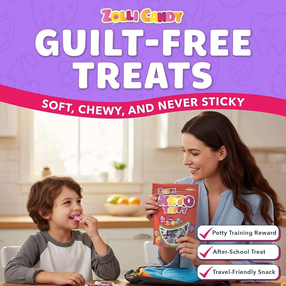 Zaffi Keto Taffy Sugar Free Candy - Dye Free, Keto & Diabetic-Friendly, Dentist-Approved Treats for Kids (Natural Fruit Flavor, 5 oz) - Image 5