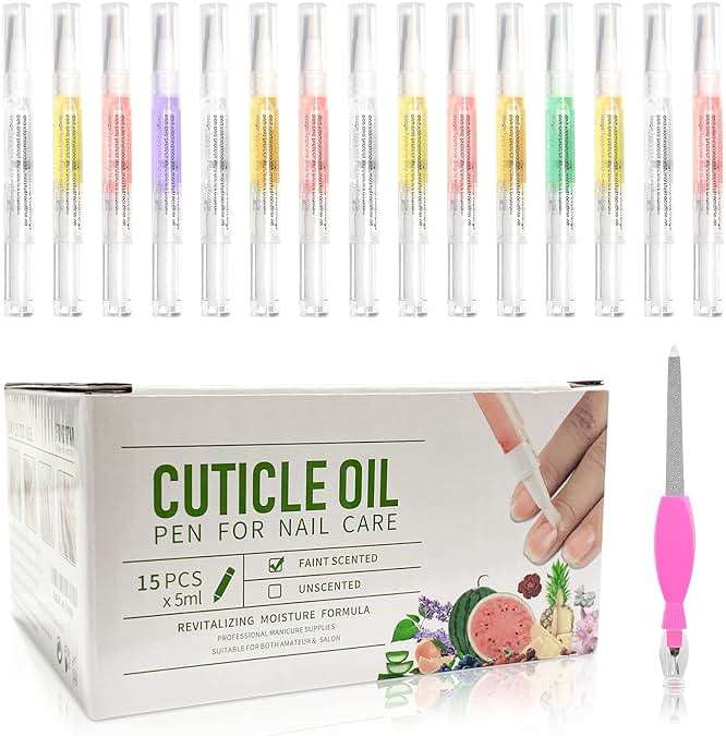 15pcs Cuticle Oil Pen for Nails Care Products, Nail Oil Bulk Repair Kit Professional Revitalizer Fingernails Growth Manicure Set Damage Dry Cutical Oul Hangnail Treatment Scented Moisturizer - Image 1