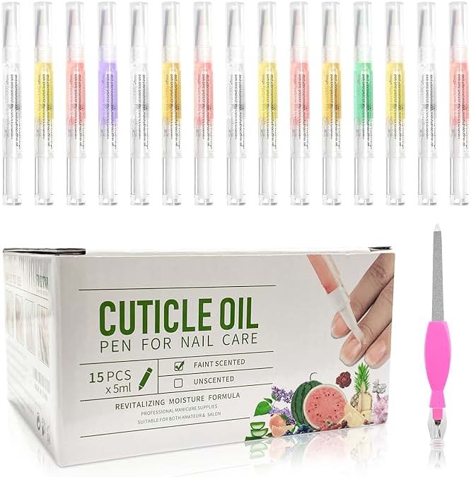 15pcs Cuticle Oil Pen for Nails Care Products, Nail Oil Bulk Repair Kit Professional Revitalizer Fingernails Growth Manicure Set Damage Dry Cutical Oul Hangnail Treatment Scented Moisturizer - Product Image