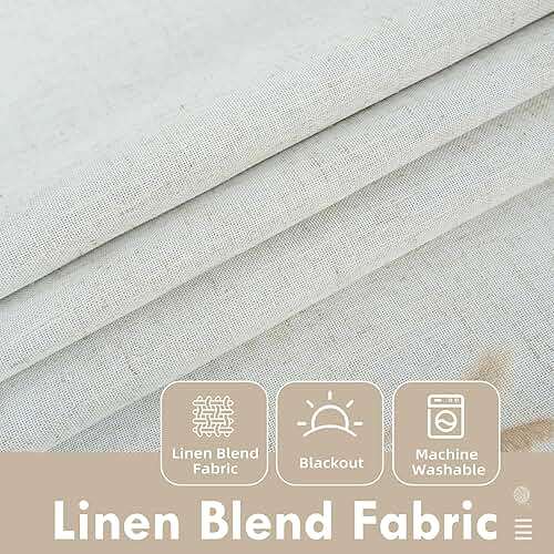 DriftAway Double Layer Linen Blackout Tie Up Curtains Thermal Insulated Fully Lined Balloon Roman Shade Bathroom Window Adjustable Rod Pocket for Small Window 25 Inch by 47 Inch Light Linen - Image 3