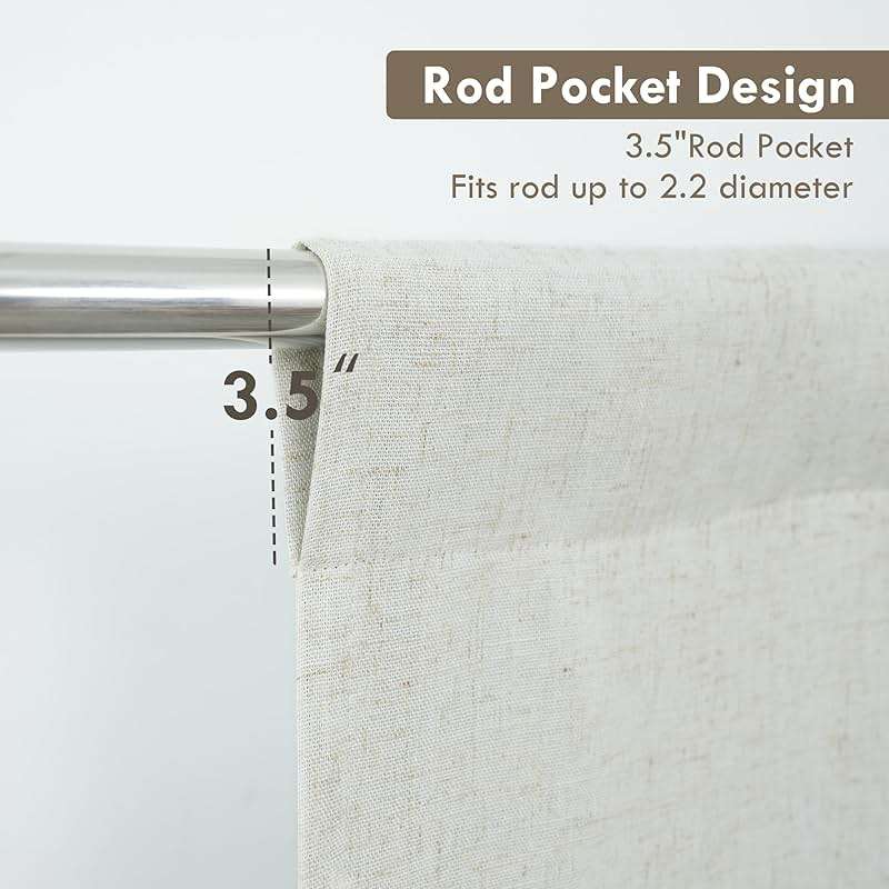 DriftAway Double Layer Linen Blackout Tie Up Curtains Thermal Insulated Fully Lined Balloon Roman Shade Bathroom Window Adjustable Rod Pocket for Small Window 25 Inch by 47 Inch Light Linen - Image 4