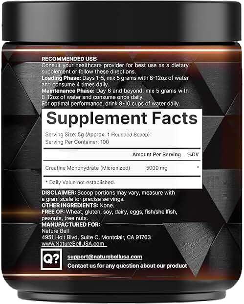 NatureBell Micronized Creatine Monohydrate Powder - 500g - 5000mg Creatine for Women & Men - Unflavored Powder - Easy-to-Mix - Pre & Post Workout Support - Vegan, Keto Friendly - 3rd Party Tested - Image 2