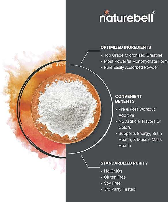 NatureBell Micronized Creatine Monohydrate Powder - 500g - 5000mg Creatine for Women & Men - Unflavored Powder - Easy-to-Mix - Pre & Post Workout Support - Vegan, Keto Friendly - 3rd Party Tested - Image 5