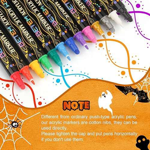 Betem 24 Colors Dual Tip Acrylic Paint Markers, Fabric Decorating Kits Premium Water-Based Acrylic Paint Pens Art Supplies for Fabric, Rock, Wood, Glass, Canvas, Ceramic, Teacher Appreciation Gift - Image 4