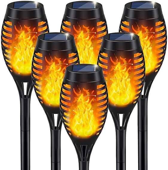 IkeeRuic Solar Lights Outdoor, Solar Torch Light with Flickering Flame for Halloween Decor, Solar Garden Lights, Waterproof Outdoor Lighting, Flame Torches for Outside Patio Pathway Yard Decorations - Image 1