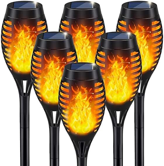 IkeeRuic Solar Lights Outdoor, Solar Torch Light with Flickering Flame for Halloween Decor, Solar Garden Lights, Waterproof Outdoor Lighting, Flame Torches for Outside Patio Pathway Yard Decorations - Product Image