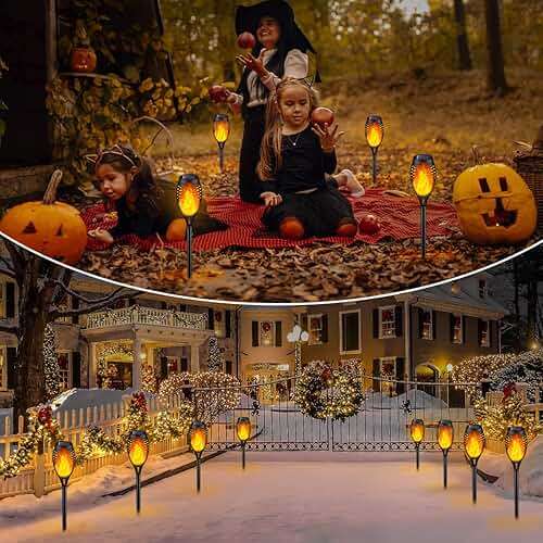 IkeeRuic Solar Lights Outdoor, Solar Torch Light with Flickering Flame for Halloween Decor, Solar Garden Lights, Waterproof Outdoor Lighting, Flame Torches for Outside Patio Pathway Yard Decorations - Image 6