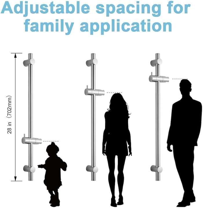 OFFO Shower Slide Bar 28 in Adjustable Installation Distance 19-27 in with 360° Adjustable Handheld Shower Head Holder for Bathroom, Screw Wall Mounted, Chrome Finish - Image 3