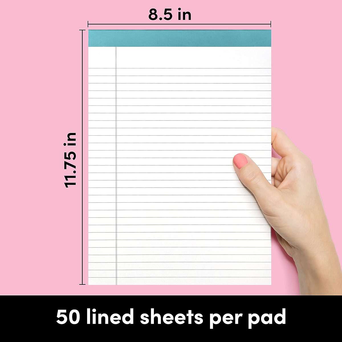 PAPERAGE Lined Legal Pads, (Rainbow), 6 Pack, 50 Sheets Each, Wide/Legal Ruled, Note Pads, Paper, 8.5 inches x 11 inches - Image 2