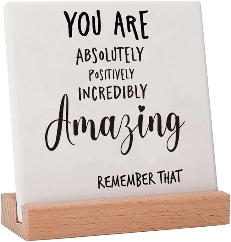 Inspirational Quotes Gifts for Women Friend Coworker Graduate Teen Girl Boy Valentines Day Birthday, Encouragement Decor Signs Cheer Up Hard Time Gifts for Her Him, You are Amazing Motivational Desk Plaque for Office Home - Image 1