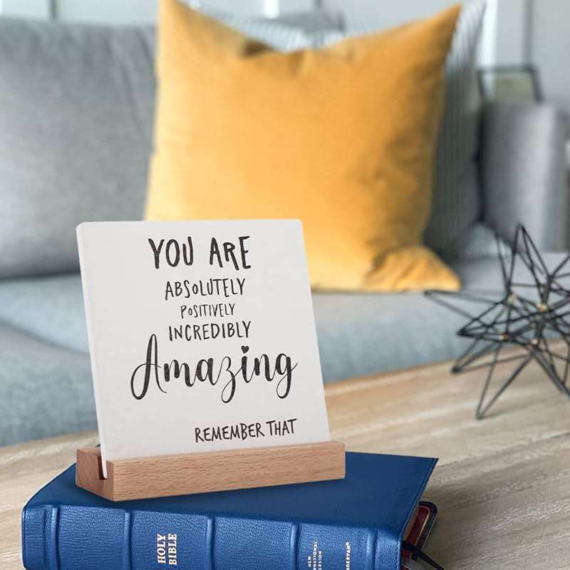 Inspirational Quotes Gifts for Women Friend Coworker Graduate Teen Girl Boy Valentines Day Birthday, Encouragement Decor Signs Cheer Up Hard Time Gifts for Her Him, You are Amazing Motivational Desk Plaque for Office Home - Image 2