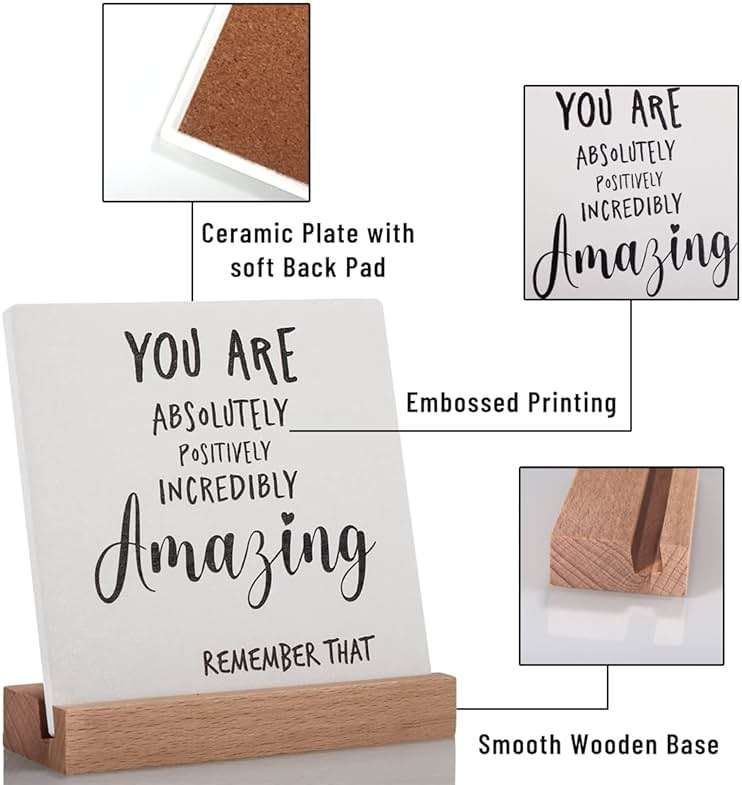 Inspirational Quotes Gifts for Women Friend Coworker Graduate Teen Girl Boy Valentines Day Birthday, Encouragement Decor Signs Cheer Up Hard Time Gifts for Her Him, You are Amazing Motivational Desk Plaque for Office Home - Image 7